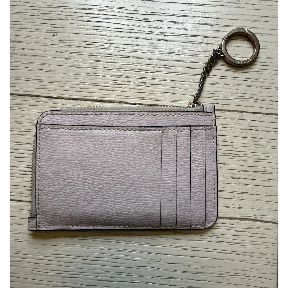 Kate Spade New York Darcy Med L-zip Card Holder Key Chain Lilac Pebbled‎ Leather
